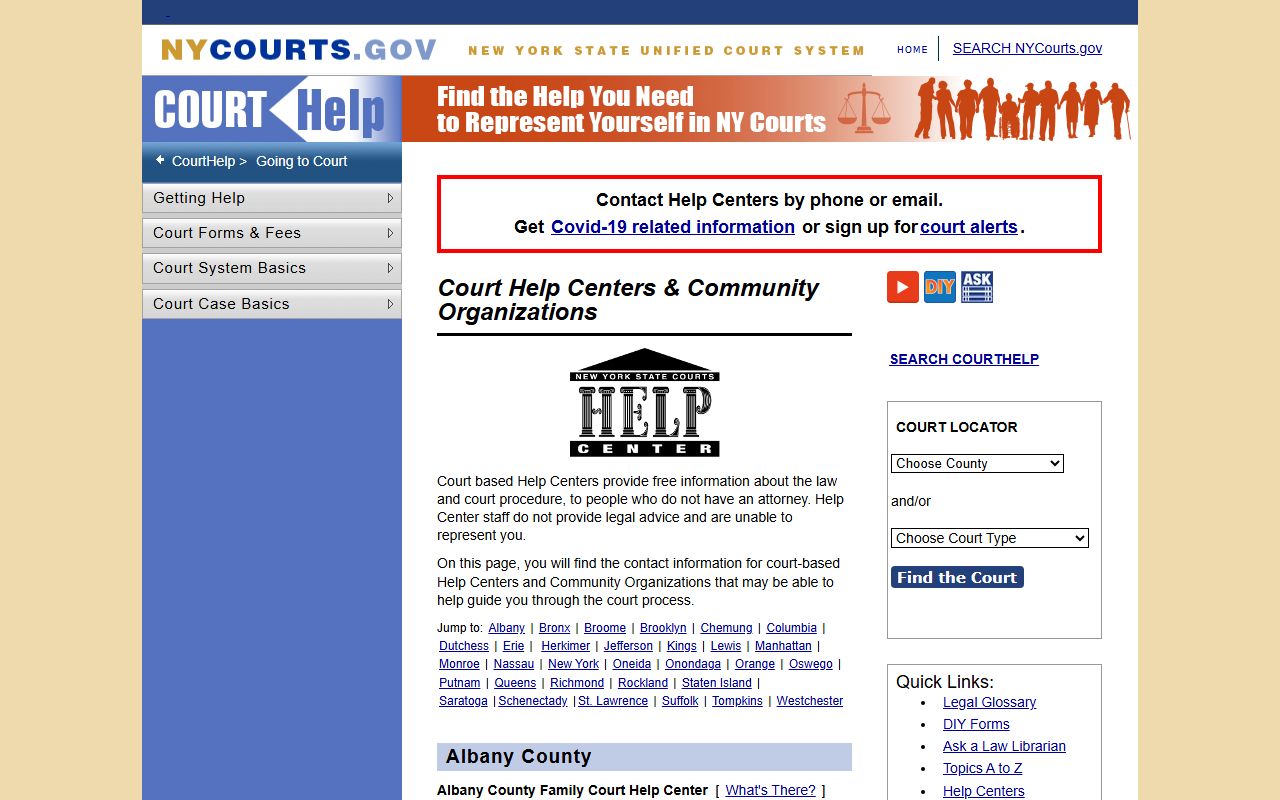 Broome County CourtHelp Center information for divorce records assistance