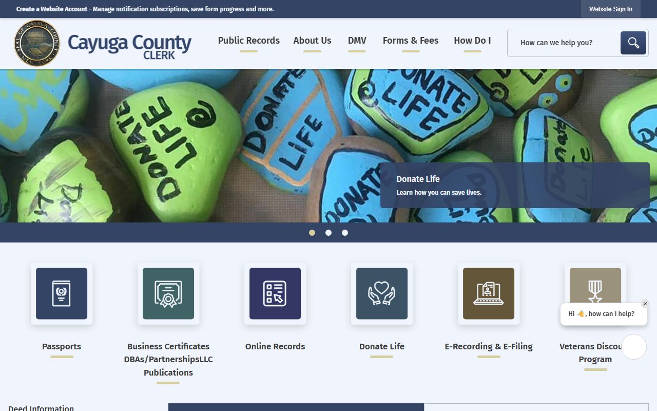 Cayuga County Clerk office information for divorce records