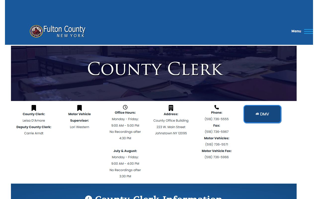 Fulton County Clerk office page for divorce records