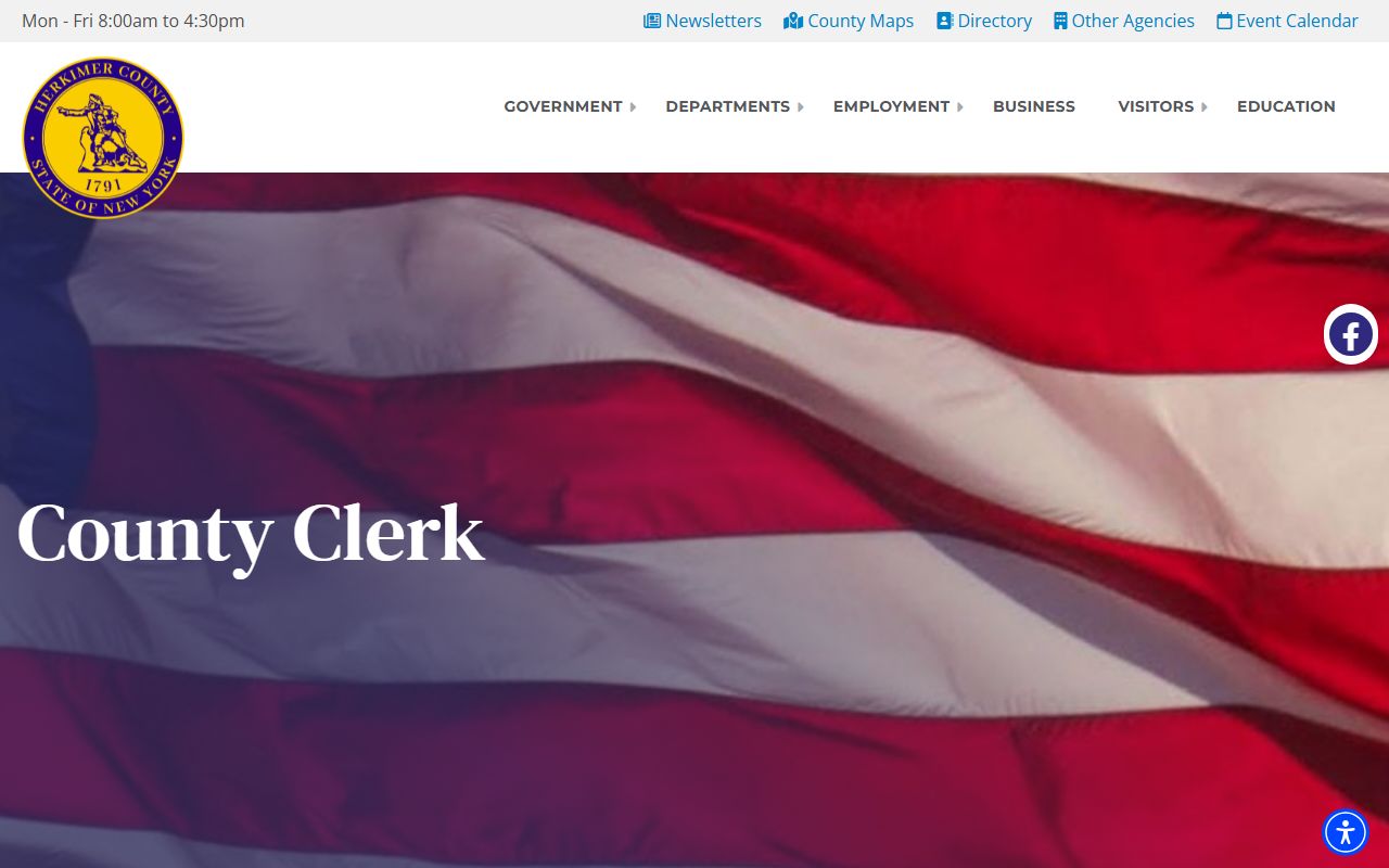 Herkimer County Clerk office page for divorce records