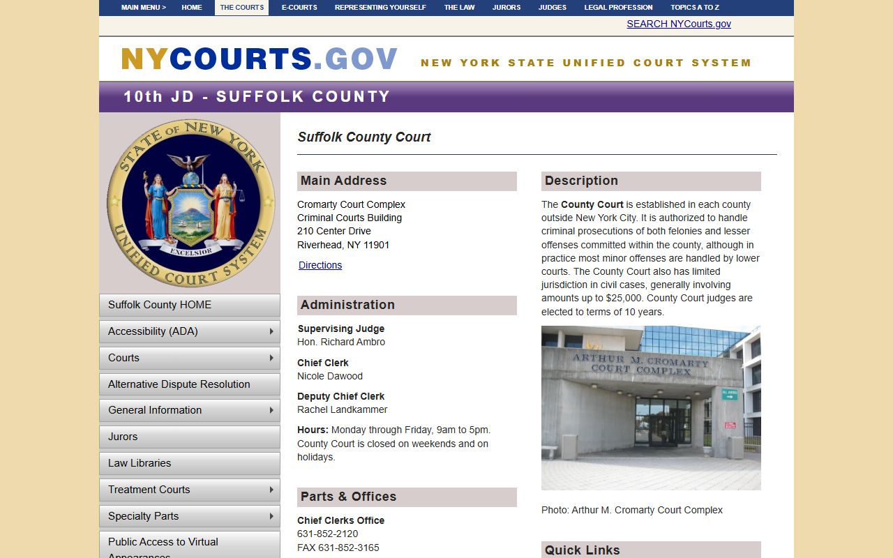Suffolk County Court page for divorce records