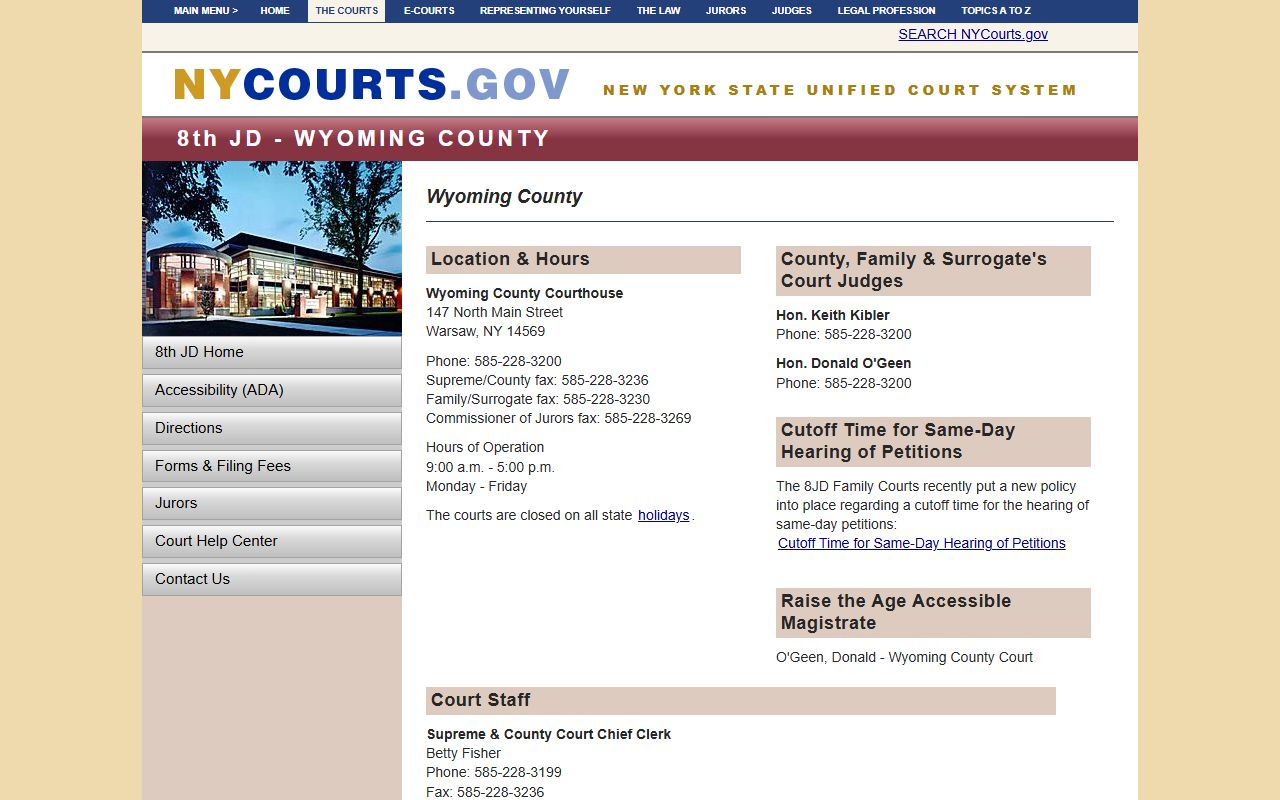 Wyoming County Supreme Court page for divorce records