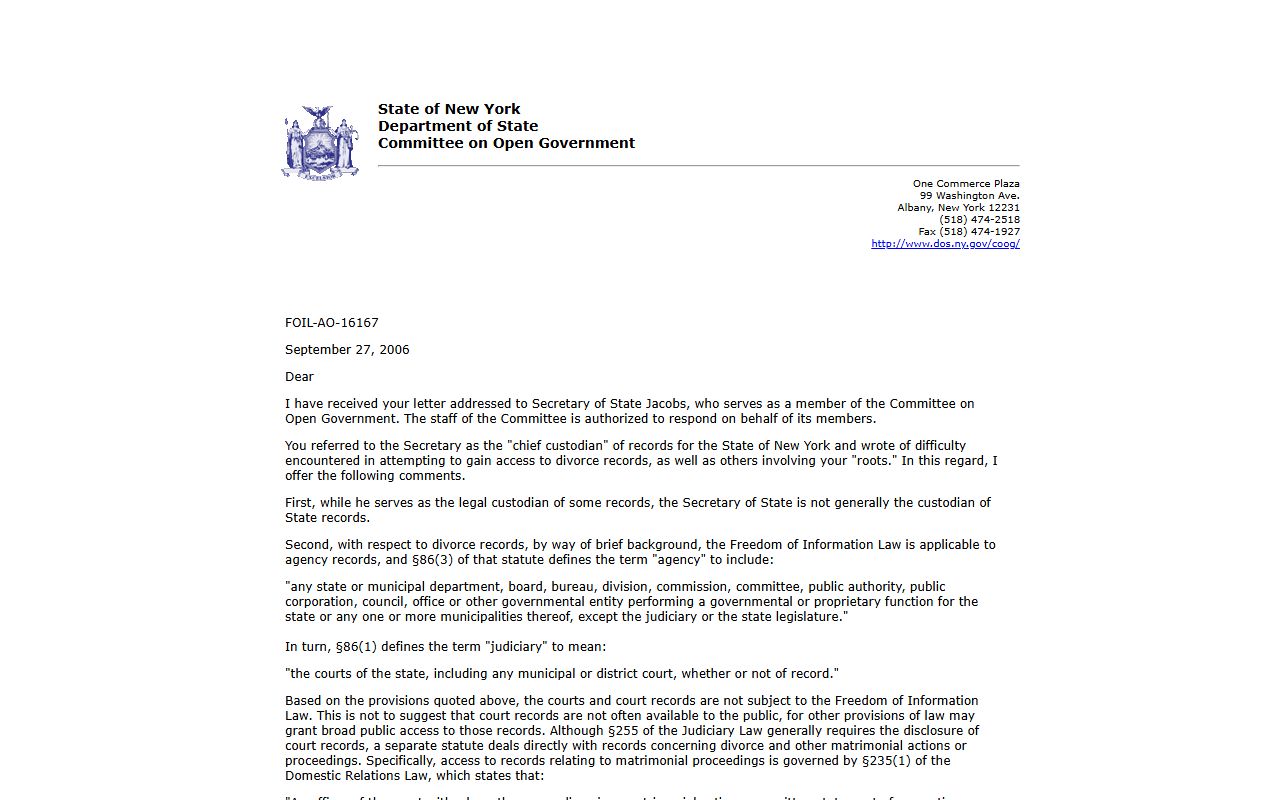 New York DRL Section 235 confidentiality rules for divorce records