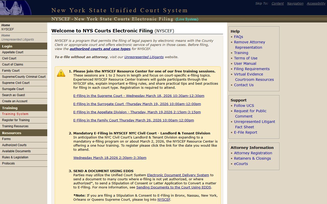 NYSCEF electronic filing system for searching New York divorce records